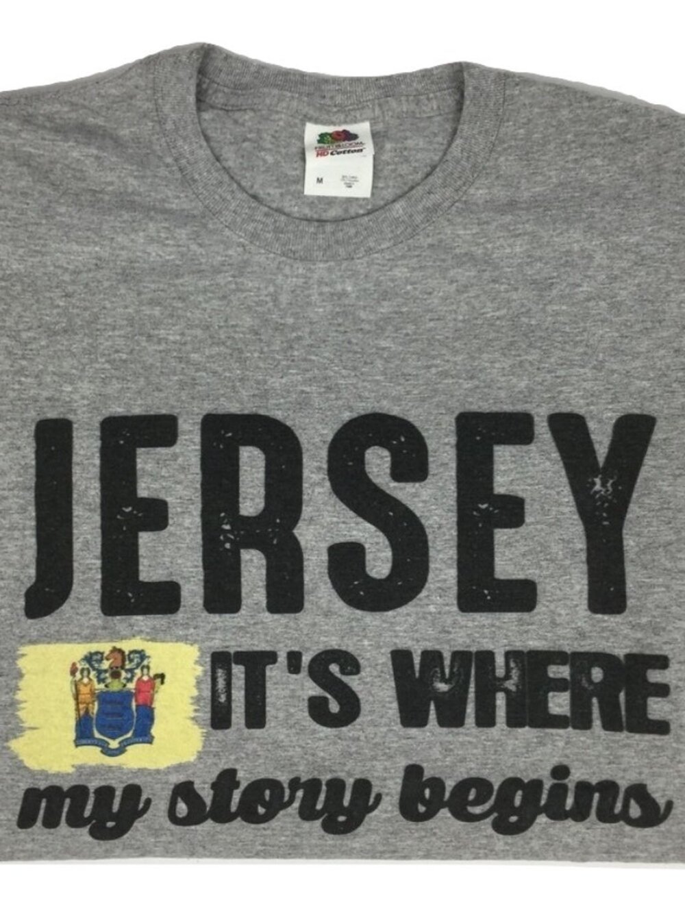 Women Fruit of the Loom Cotton Tee Shirt "Jersey It's Where my Story Begins" M